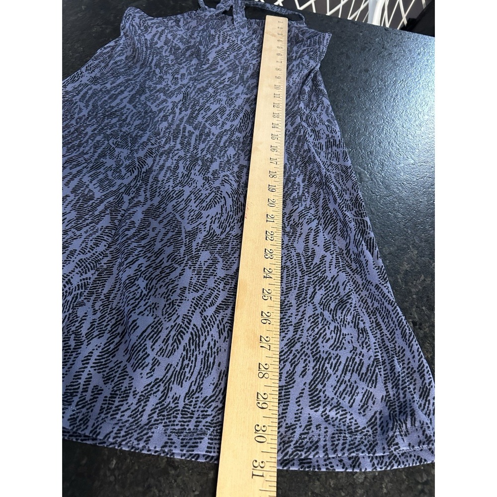 #82 Eddie Bauer Womens Sz S Knee Length Athletic Dress Blue Black Built in Bra - Picture 6 of 7